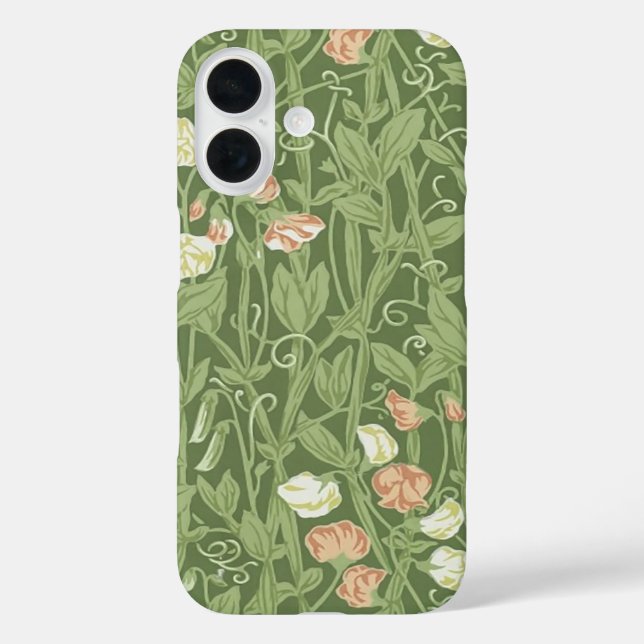 Funda iPhone 16 Patrón de Sweet Pea de William Morris Botánico Vin (Reverso )