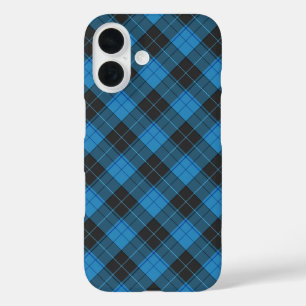 Funda iPhone 16 Patrón de tartán simple en azul oscuro