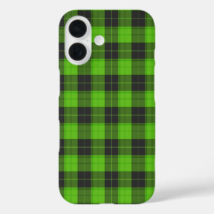 Funda iPhone 16 Patrón de tartán simple en verde oscuro