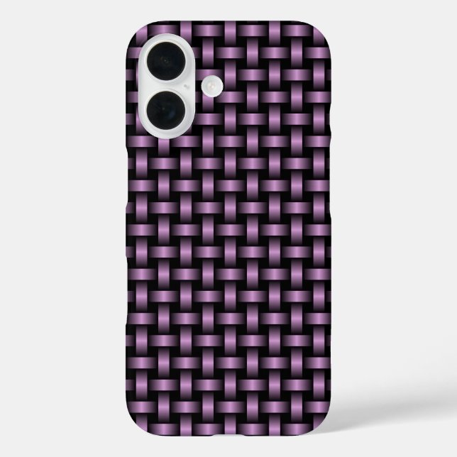 Funda iPhone 16 Patrón de Tejido Negro Morado (Reverso )