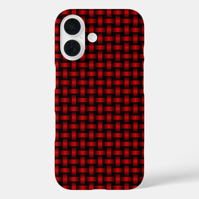 Funda iPhone 16 Patrón de Tejido Rojo y Negro (Reverso )