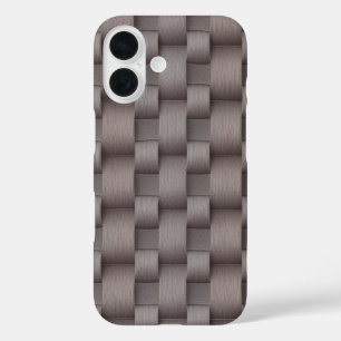 Funda iPhone 16 Patrón de textura de seda gris paloma y rosa polvo