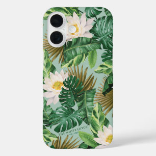 Funda iPhone 16 Patrón de toldo tropical blanco