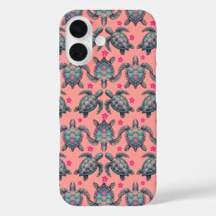 Funda iPhone 16 Patrón de tortugas marinas