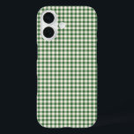 Funda iPhone 16 Patrón de tracción de Gingham de Retro Verde<br><div class="desc">Estuche Cuto Retro Green Gingham Plaid Pattern Phone</div>