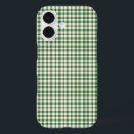 Funda iPhone 16 Patrón de tracción de Gingham de Retro Verde<br><div class="desc">Estuche Cuto Retro Green Gingham Plaid Pattern Phone</div>
