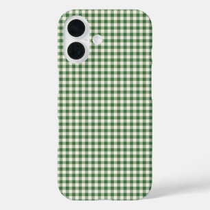 Funda iPhone 16 Patrón de tracción de Gingham de Retro Verde