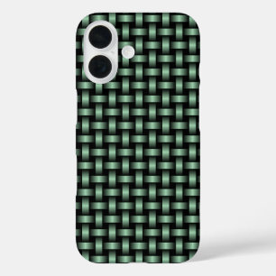 Funda iPhone 16 Patrón de trapo negro verde