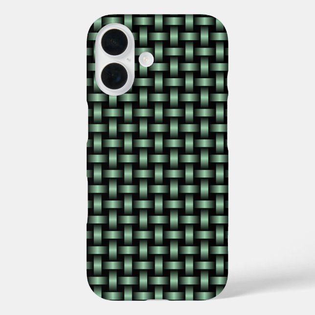 Funda iPhone 16 Patrón de trapo negro verde (Reverso )