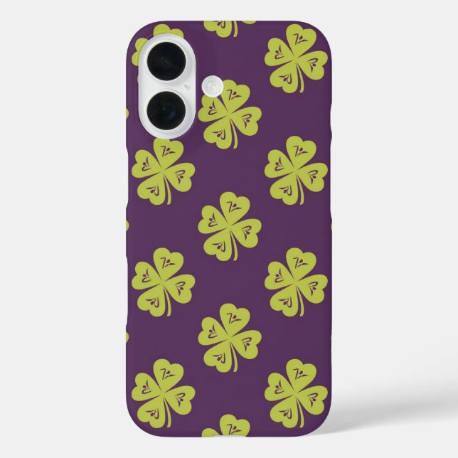 Funda iPhone 16 Patrón de trébol de cuatro hojas Lucky  (Reverso )