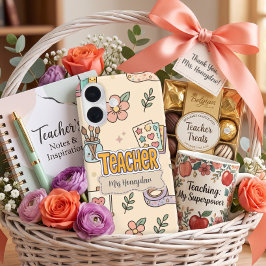 Funda iPhone 16 Patrón de útiles escolares para maestros de pastel