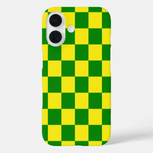 Funda iPhone 16 Patrón de verificación verde amarillo
