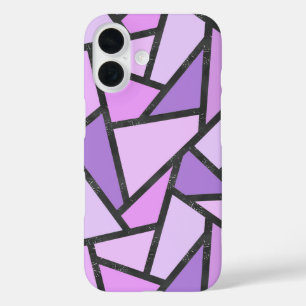 Funda iPhone 16 patrón de vidrio emplomado con tonos de lila