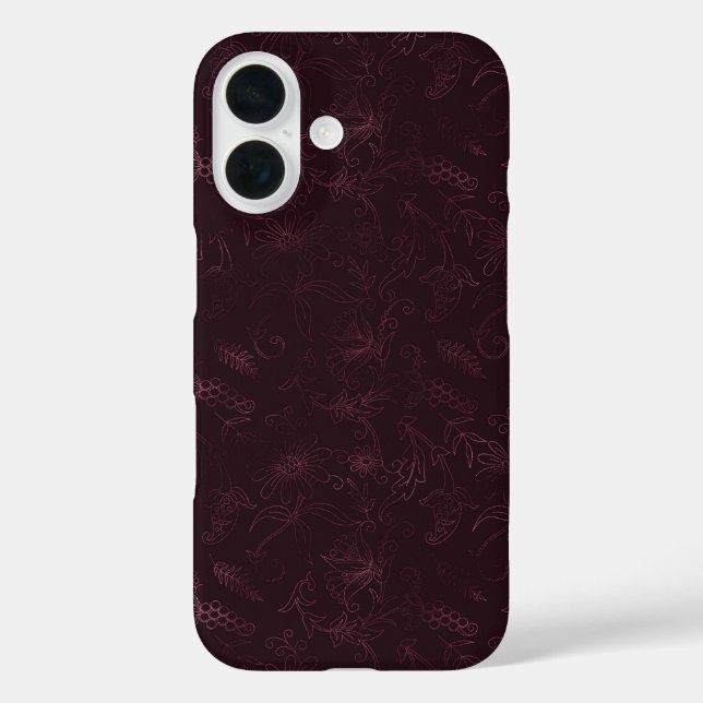 Funda iPhone 16 Patrón de Vino de Mora  (Reverso )