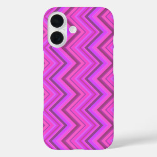 Funda iPhone 16 Patrón de zigzag de rayas rosas