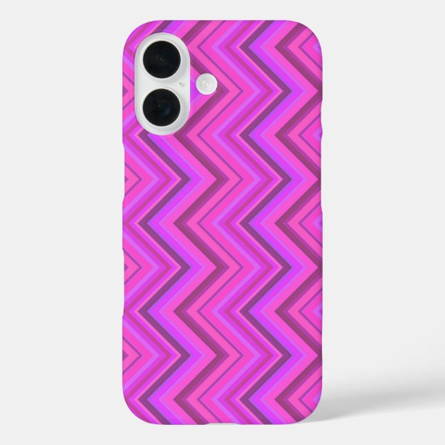 Funda iPhone 16 Patrón de zigzag de rayas rosas (Reverso )