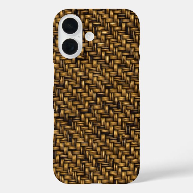 Funda iPhone 16 Patrón diagonal de fibra natural de twill (Reverso )