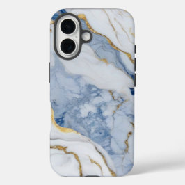 Funda iPhone 16 Patrón elegante de granito de mármol dorado blanco