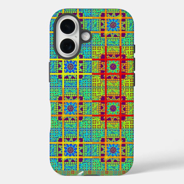 Funda iPhone 16 Patrón étnico tribal. (Reverso )