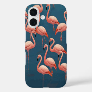 Funda iPhone 16 Patrón Flamingo