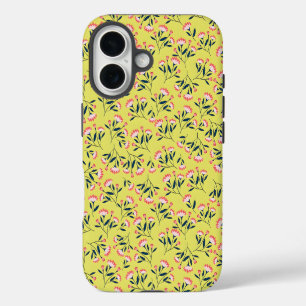 Funda iPhone 16 Patrón floral alegre: flores rosadas