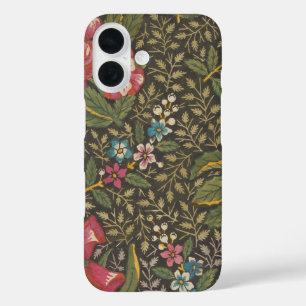 Funda iPhone 16 Patrón Floral Antiguo Toile de Jouy Francés