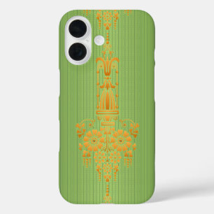 Funda iPhone 16 Patrón floral barroco con borde V2020