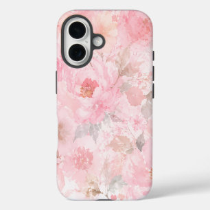 Funda iPhone 16 Patrón floral de acuarela rosa rubor