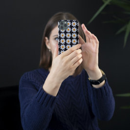 Funda iPhone 16 Patrón floral de Dahlia blanca en negro