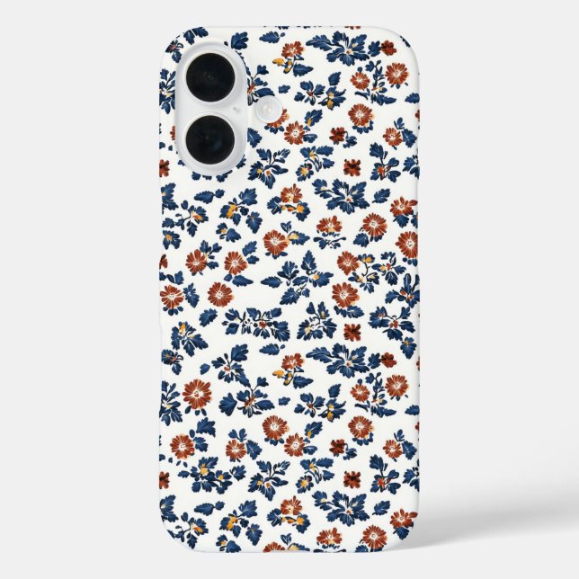 Funda iPhone 16 Patrón floral de flores delgadas (Reverso )