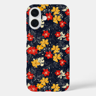 Funda iPhone 16 Patrón floral de flores exóticas