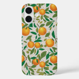 Funda iPhone 16 Patrón floral de frutas de cítricos Naranjas de ve