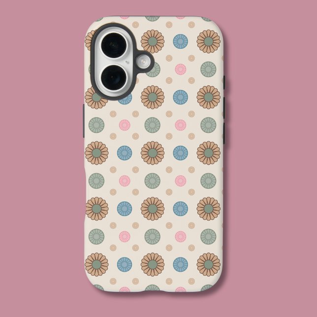 Funda iPhone 16 Patrón floral de inspiración babilónica pastel (Subido por el creador)