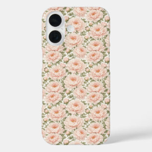 Funda iPhone 16 Patrón floral de peonía elegante