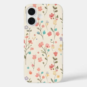 Funda iPhone 16 Patrón floral de prado en acuarela