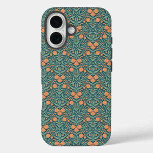 Funda iPhone 16 Patrón floral de tulipán naranja estilo Art Nouvea