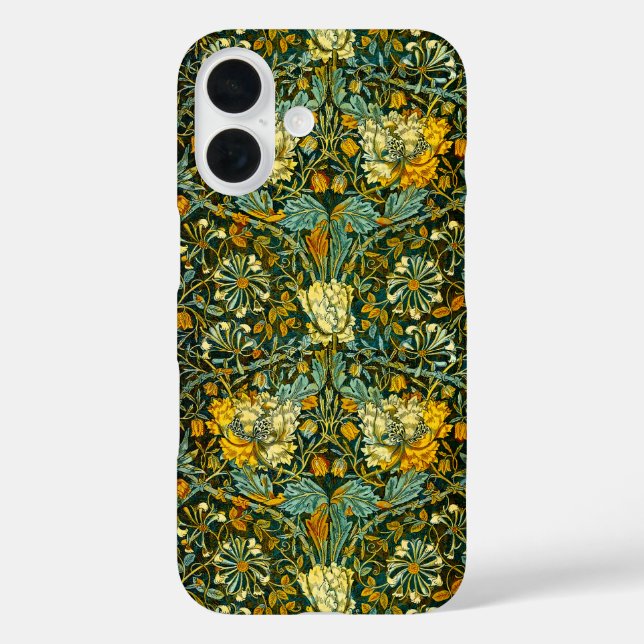 Funda iPhone 16 Patrón floral de William Morris Antique Honeysuckl (Reverso )
