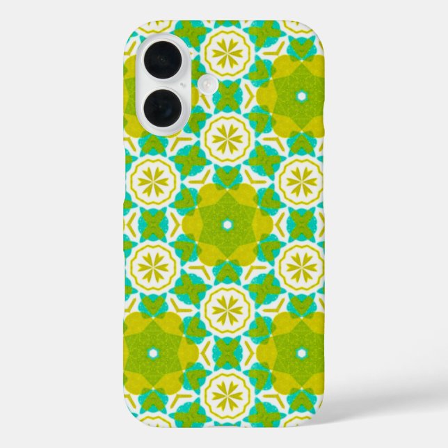 Funda iPhone 16 Patrón floral geométrico (Reverso )
