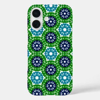 Funda iPhone 16 Patrón floral geométrico retro