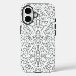 Funda iPhone 16 Patrón floral gris minimalista