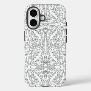 Funda iPhone 16 Patrón floral gris minimalista
