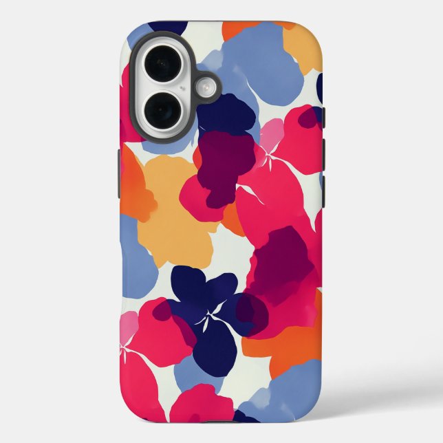 Funda iPhone 16 Patrón floral negrita moderno (Reverso )