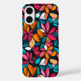 Funda iPhone 16 Patrón floral retro colorido