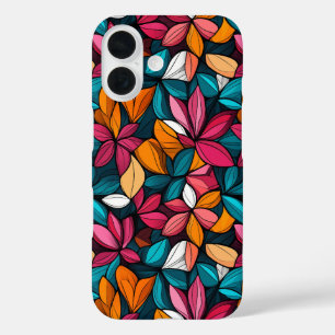 Funda iPhone 16 Patrón floral retro colorido