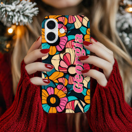 Funda iPhone 16 Patrón floral retro fantástico personalizado