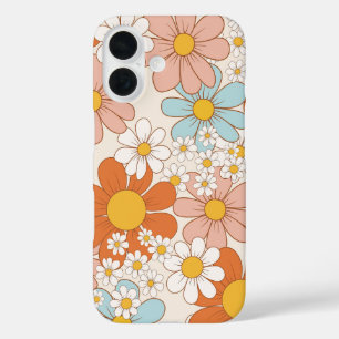 Funda iPhone 16 Patrón Floral Retro Groovy Sin Costuras de Margari