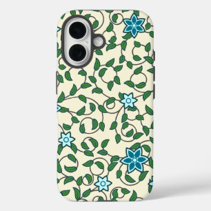 Funda iPhone 16 Patrón floral sin costuras sobre fondo beige