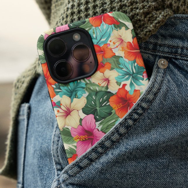 Funda iPhone 16 Patrón floral tropical vibrante (Subido por el creador)