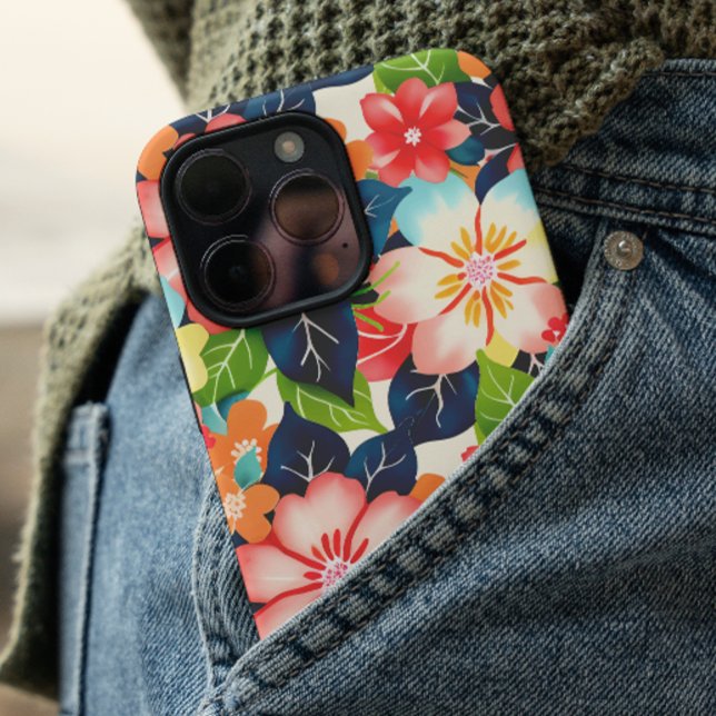 Funda iPhone 16 Patrón floral tropical vibrante (Subido por el creador)