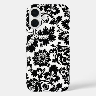 Funda iPhone 16 Patrón floral veneciano en negro y blanco de Willi